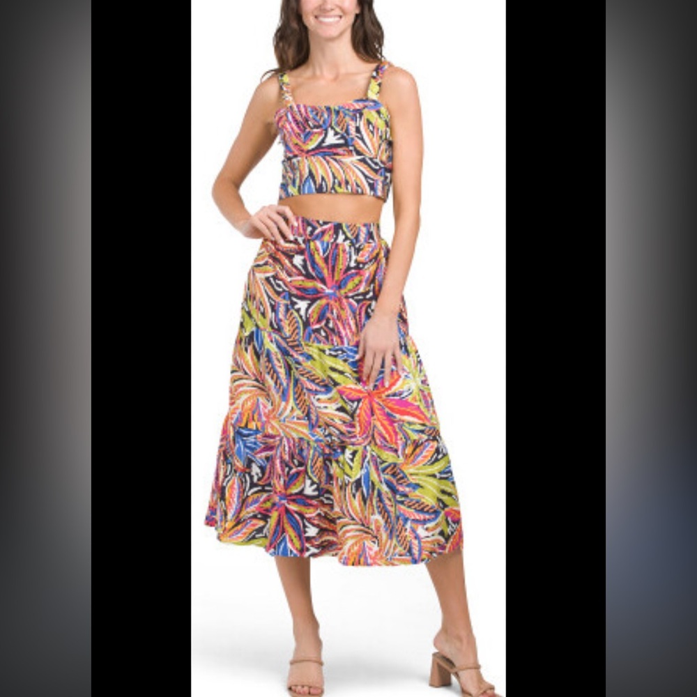 Rachel Zoe Multicolor Floral Midi Skirt matching set